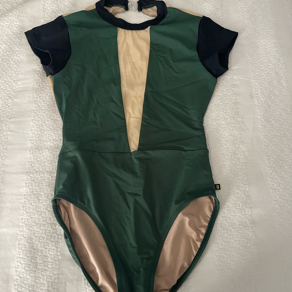 Mariia green leotard with mesh detailing